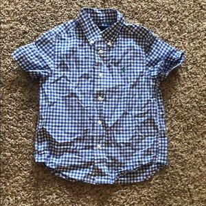 Ralph Lauren Boys Blue Plaid Button Up Size 4